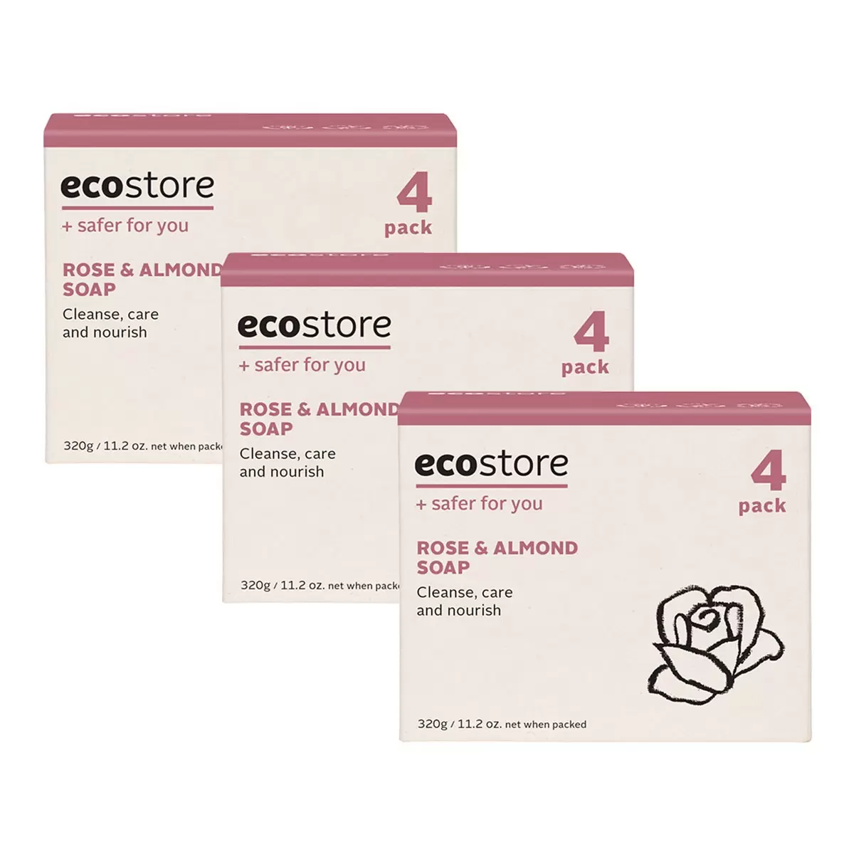 ecostore 純淨香皂 玫瑰杏仁油 80公克 X 4入 X 3組