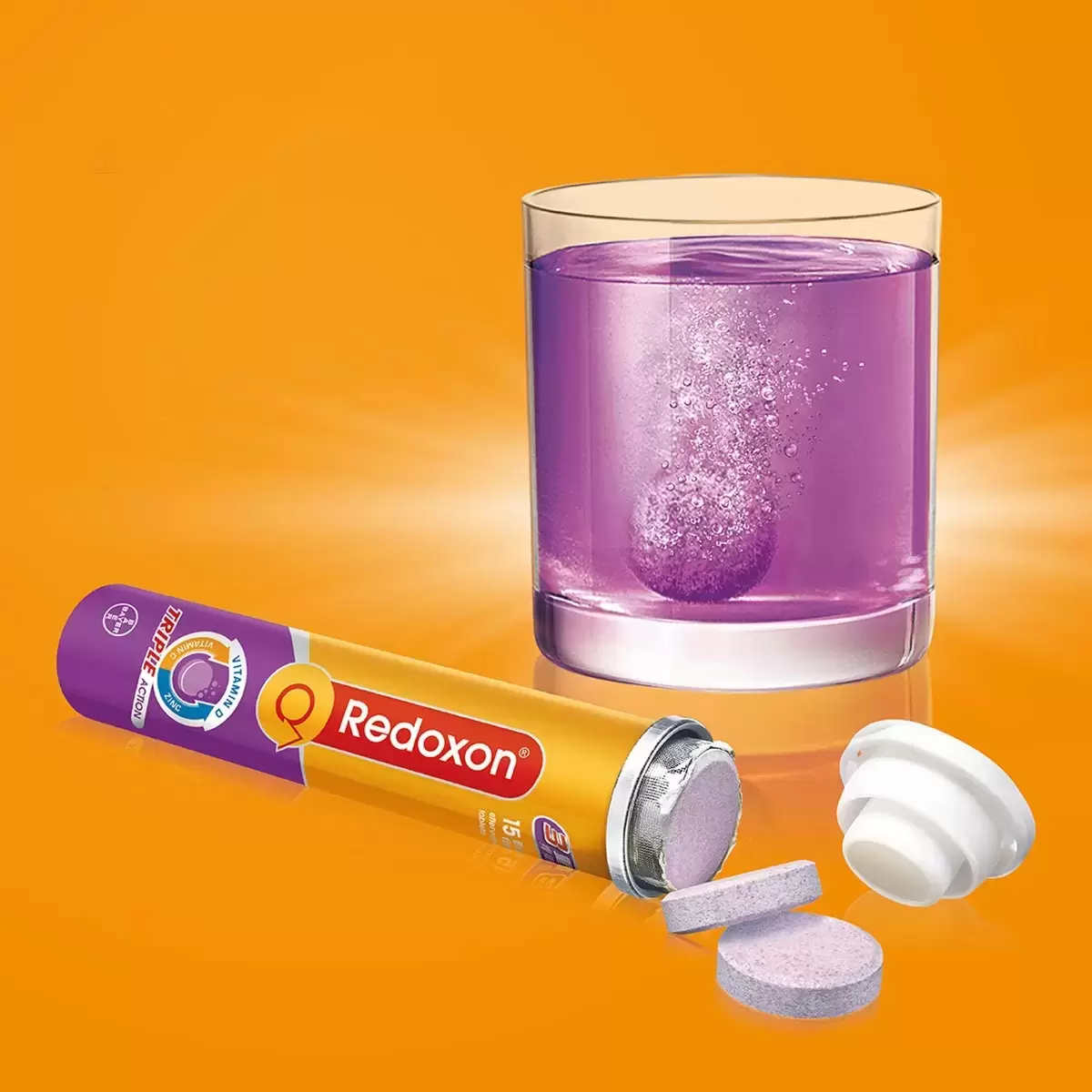Redoxon 力度伸 維生素 C+D+鋅 發泡錠黑醋栗口味 45錠 - 3