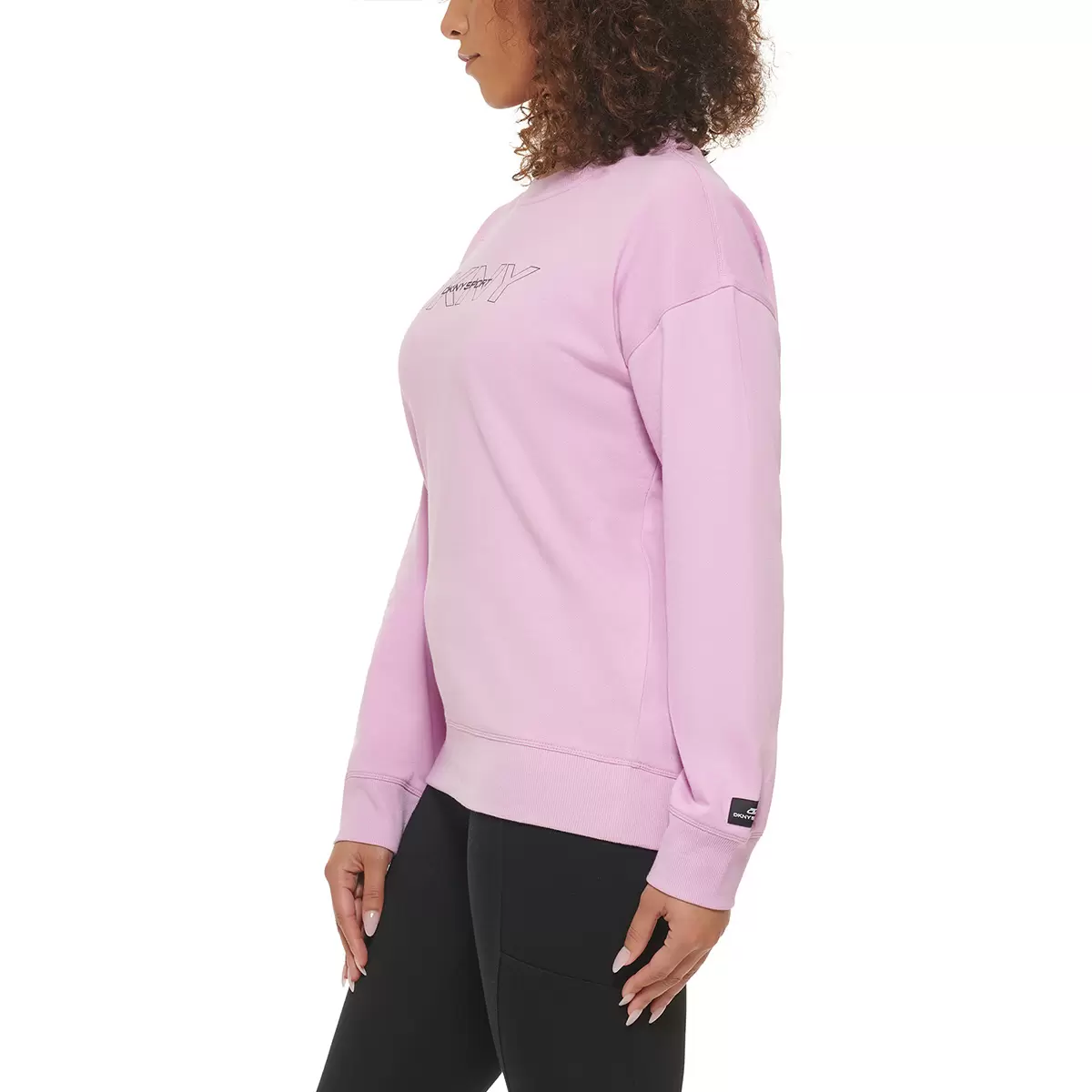 DKNY Sport 女Logo圓領長袖上衣 淺紫 XL