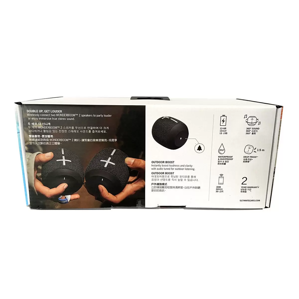 Ultimate Ears WONDERBOOM 2 防水無線藍牙喇叭 黑色 X 2入