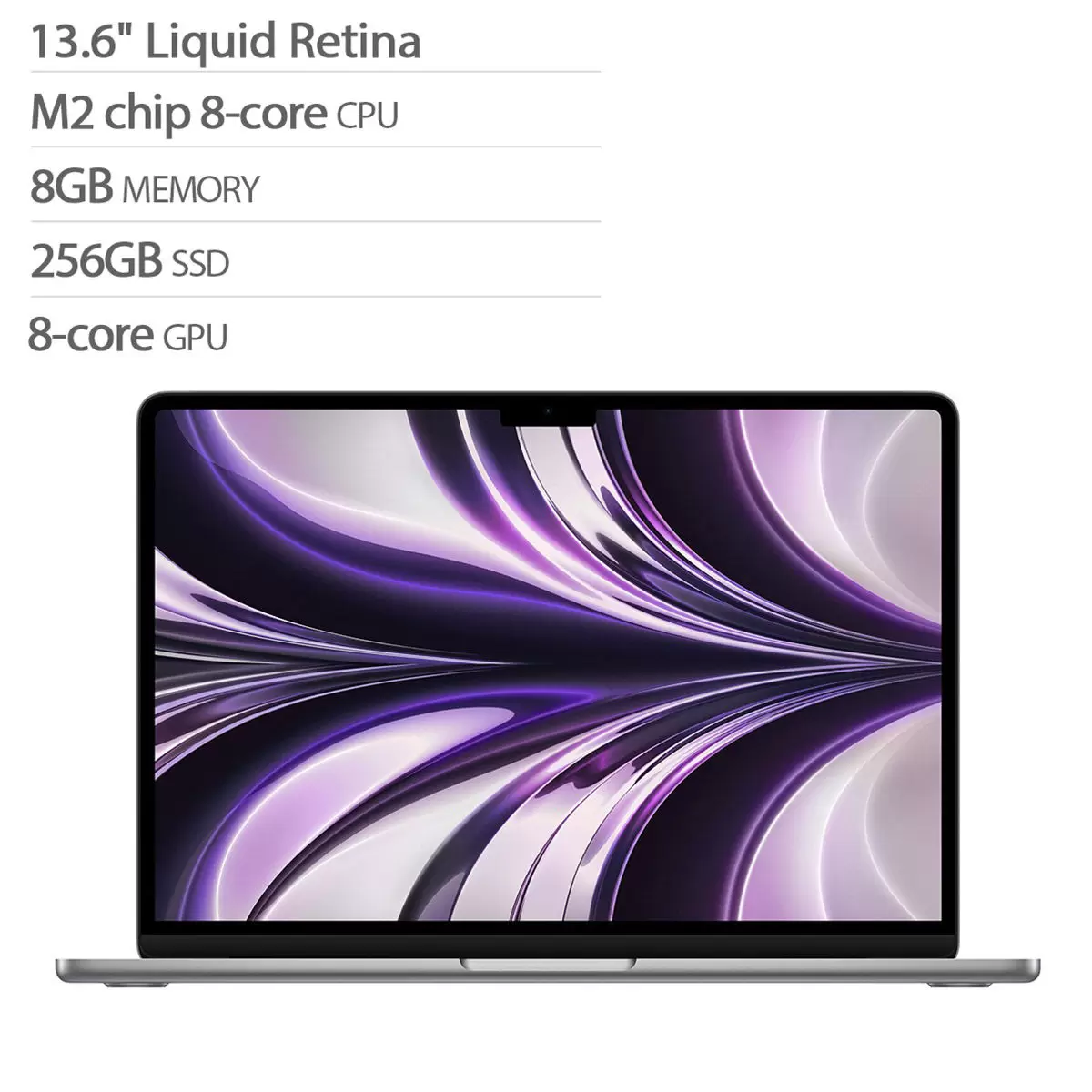 Apple MacBook Air 13吋 配備 M2晶片 8核心 CPU 8核心 GPU 8GB 256GB SSD 太空灰色