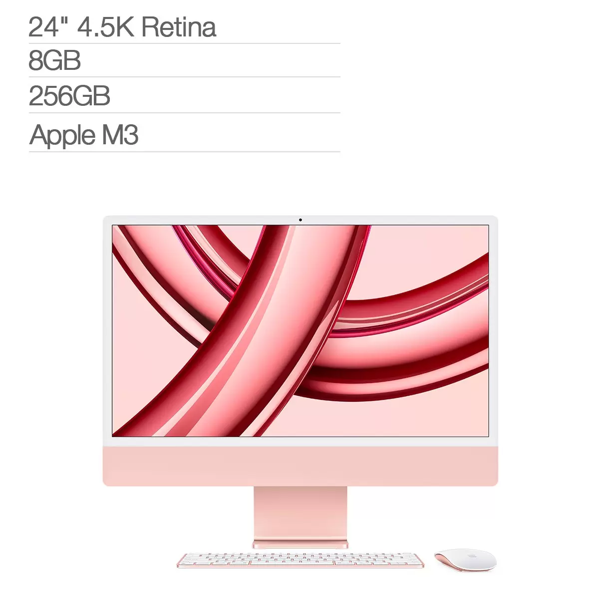 Apple iMac 24吋 搭配 M3 晶片 8 核心 CPU 8 核心 GPU 256GB SSD 粉紅色