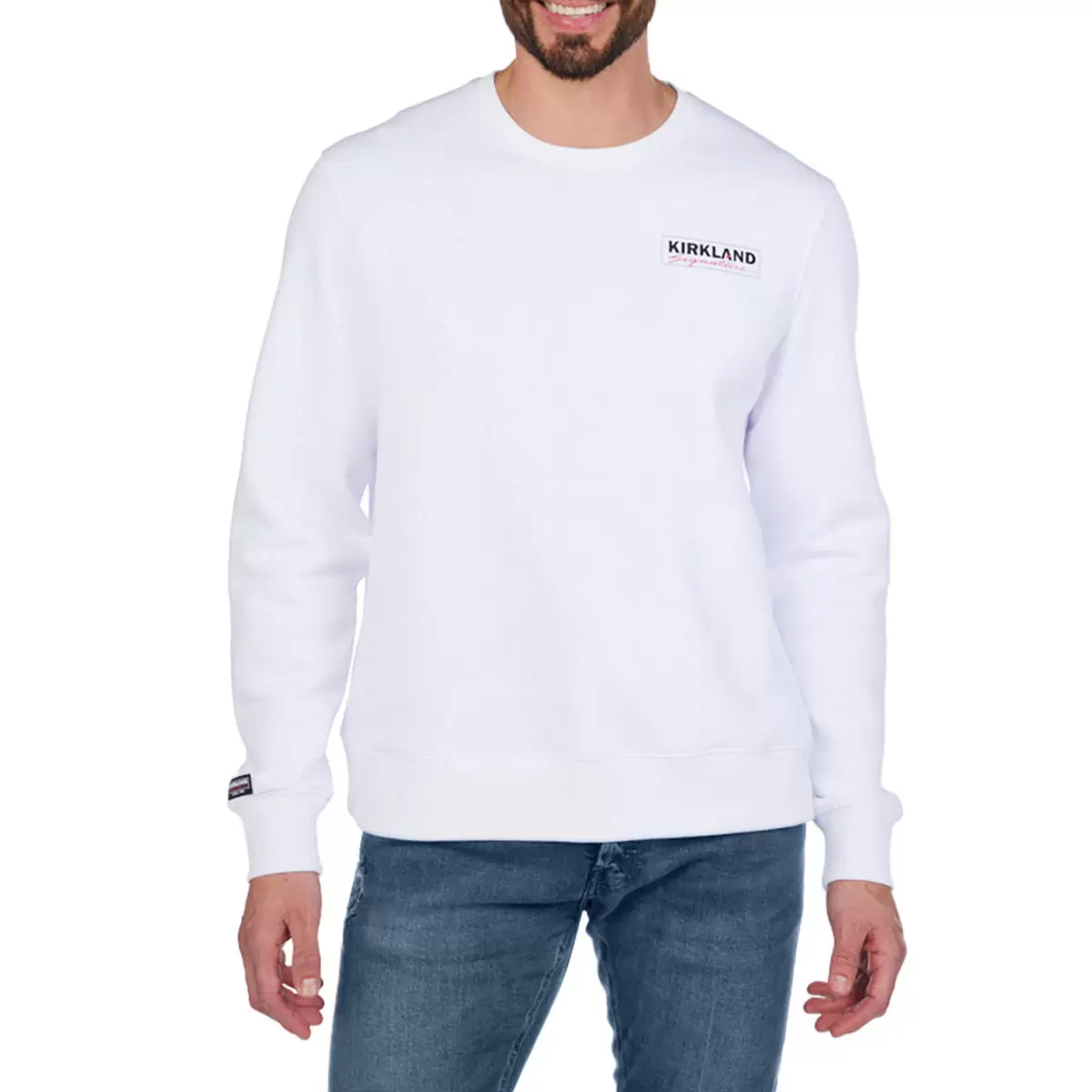 Kirkland Signature 科克蘭 Logo圓領長袖上衣 白 Men's XS = Ladies' S