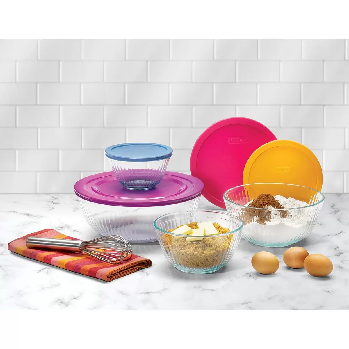 Pyrex 玻璃含蓋調理碗八件組 - 4