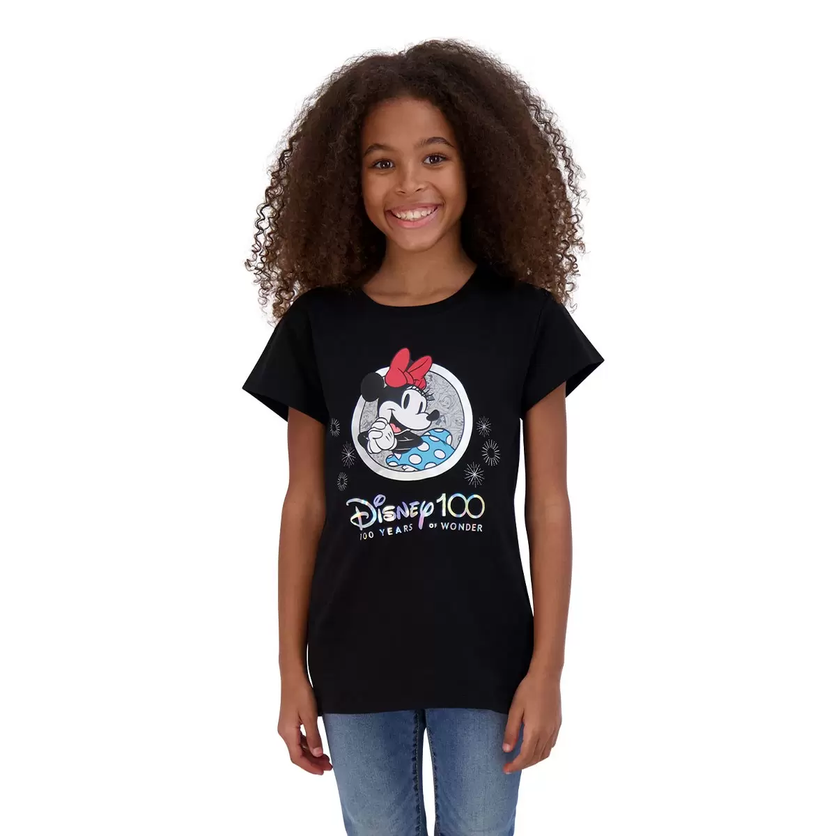 Disney 一百週年紀念兒童短袖上衣 黑 Minnie 女童 8
