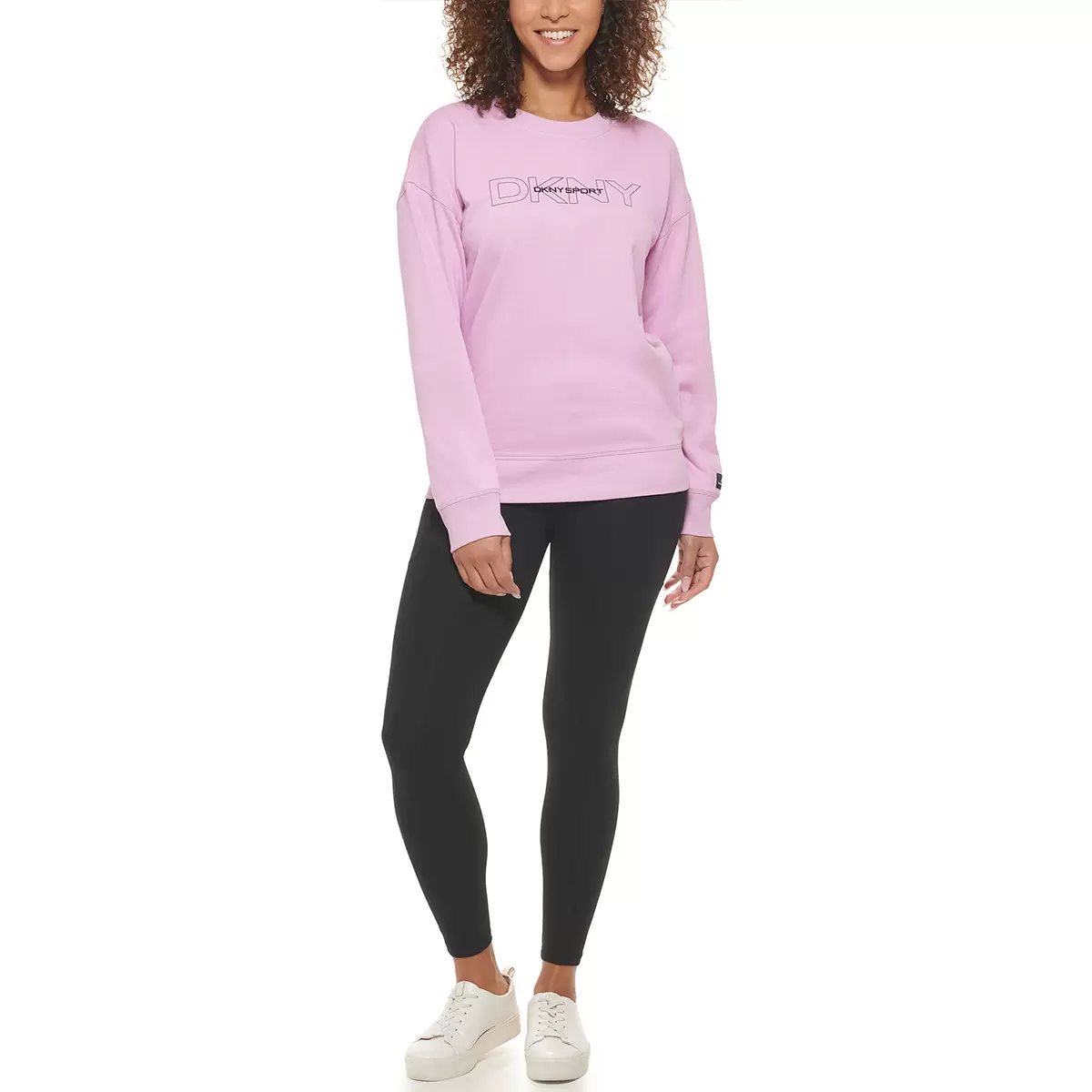 DKNY Sport 女Logo圓領長袖上衣 淺紫 XL