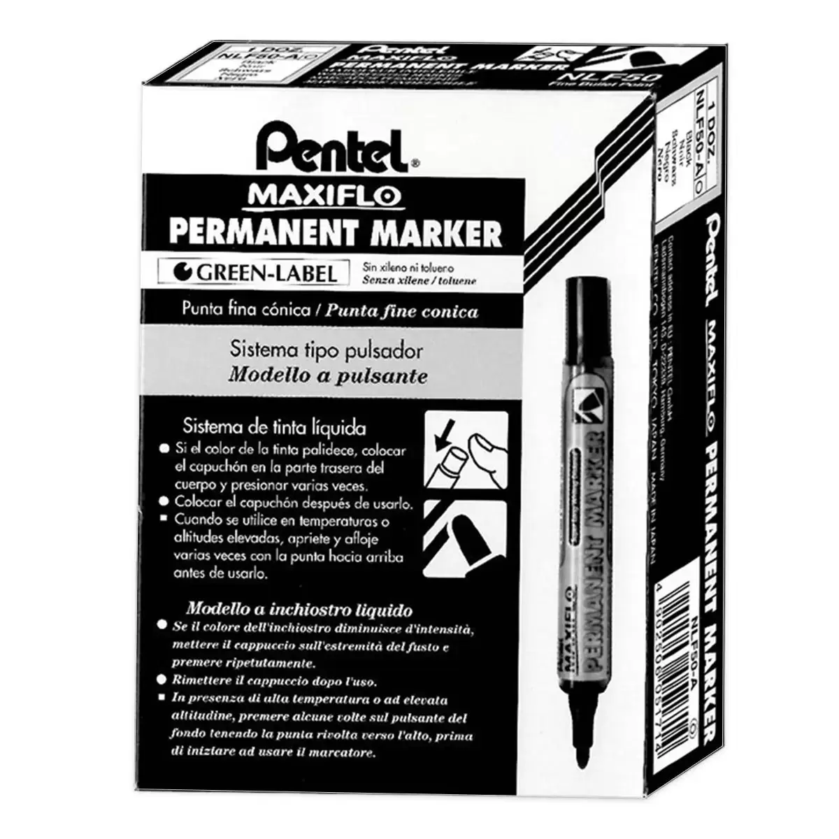 Pentel 圓頭後壓式油性筆 12支 黑