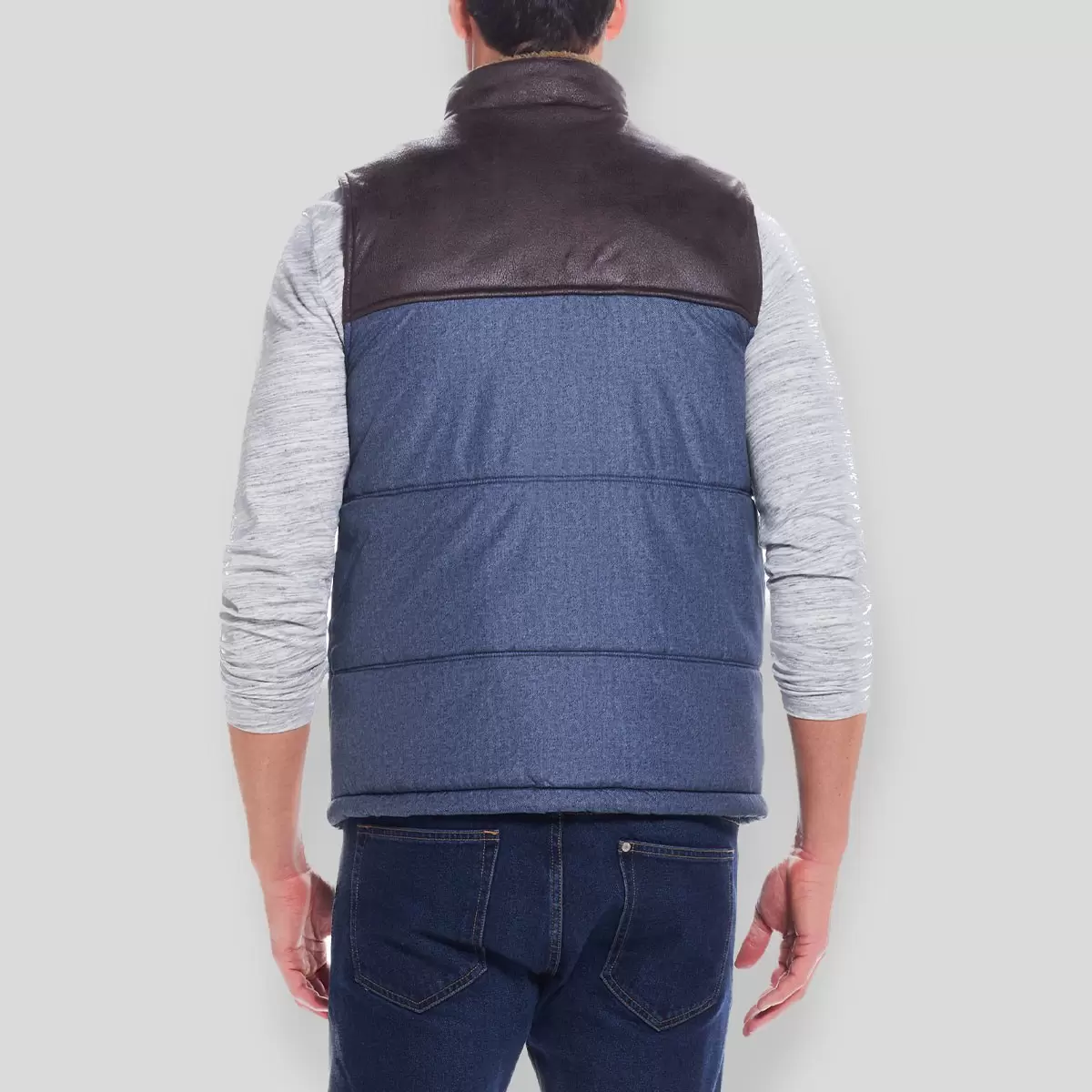 Weatherproof Vintage 男絨毛立領背心 深藍 S