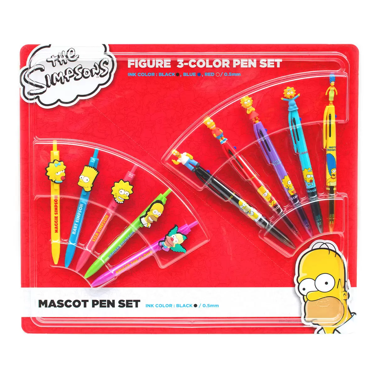 卡通造型公仔3色筆 X 5入 + 矽膠原子筆 X 5入 Simpsons
