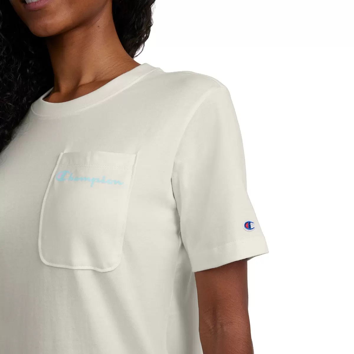 Champion 女短袖上衣 米白 XL