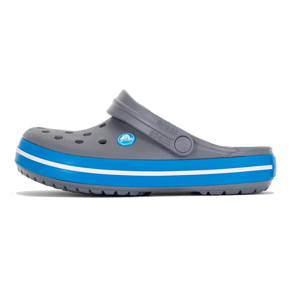 Crocs 中性款涼鞋 灰底淺藍邊條 US 8