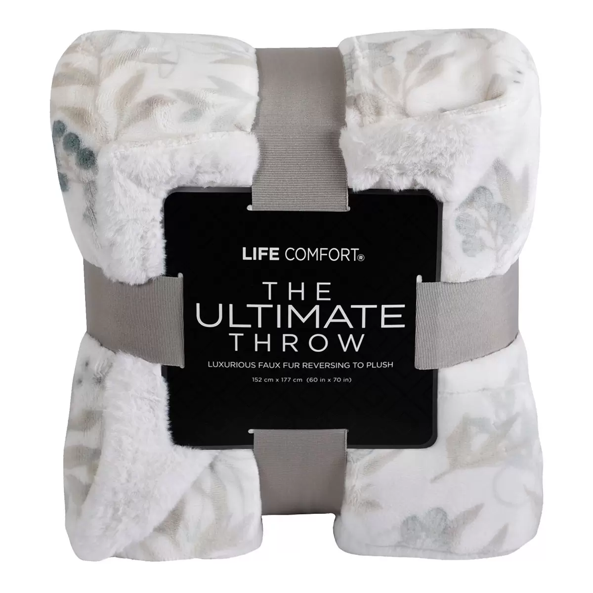 Life Comfort 厚絨保暖隨意毯 152公分 X 177公分 米白花卉