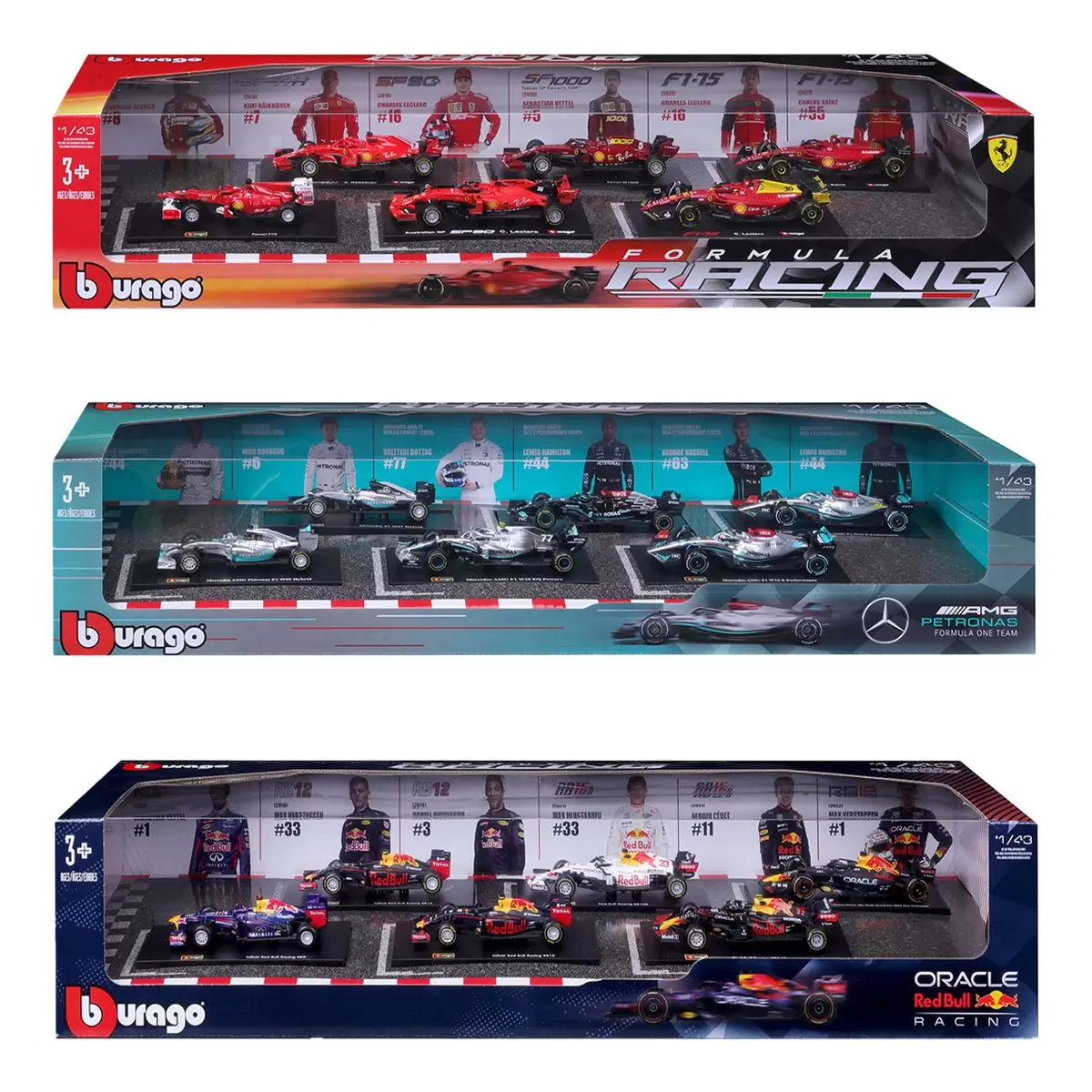 Bburago 1:43 F1 賽車收藏模型車 6入組 多種款式選擇