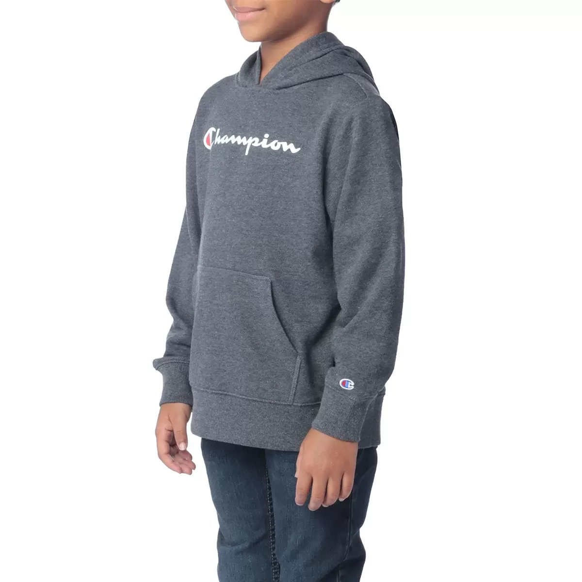 Champion 男童連帽上衣 深灰 L