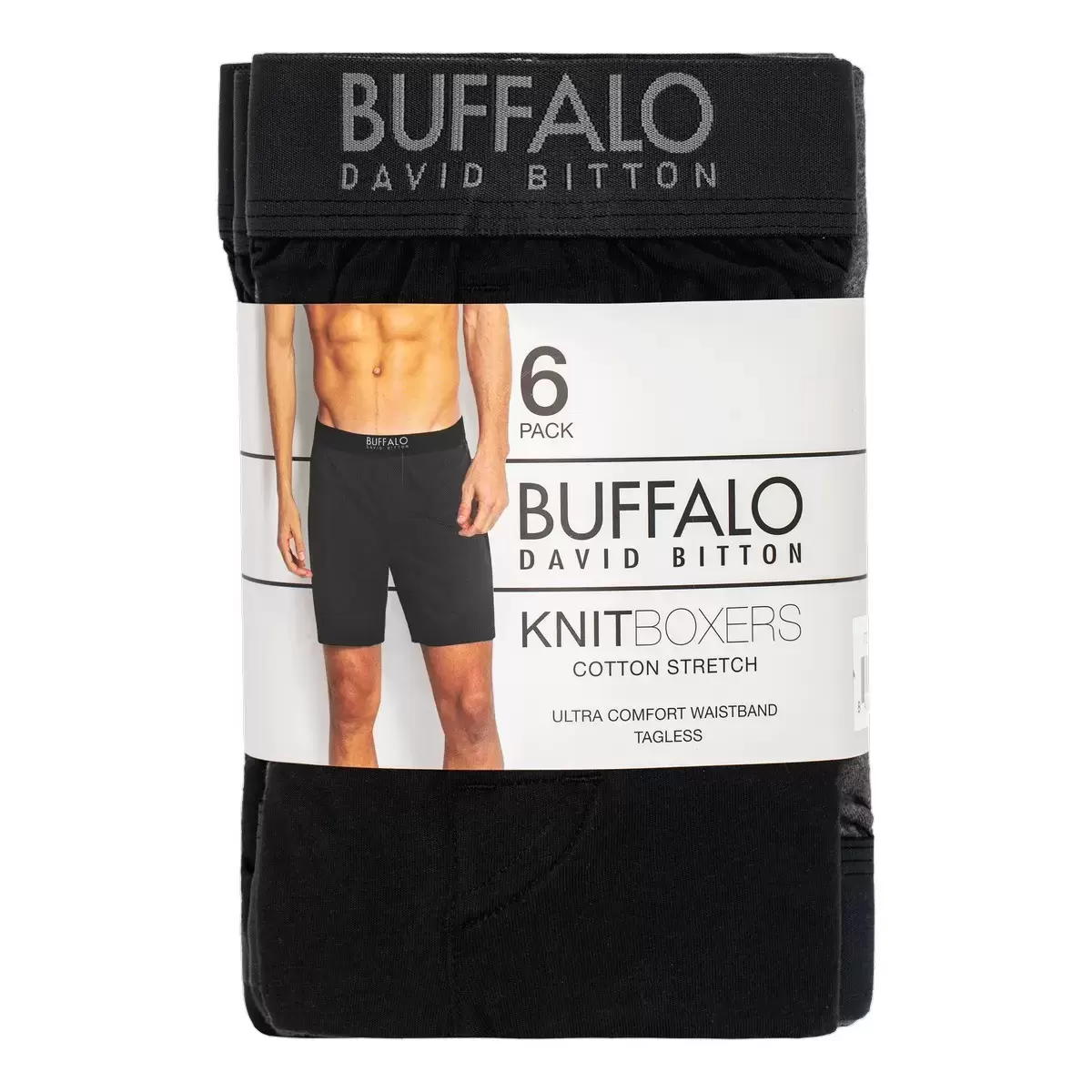 Buffalo 男彈性平口褲 6入 黑色 / 灰色 S