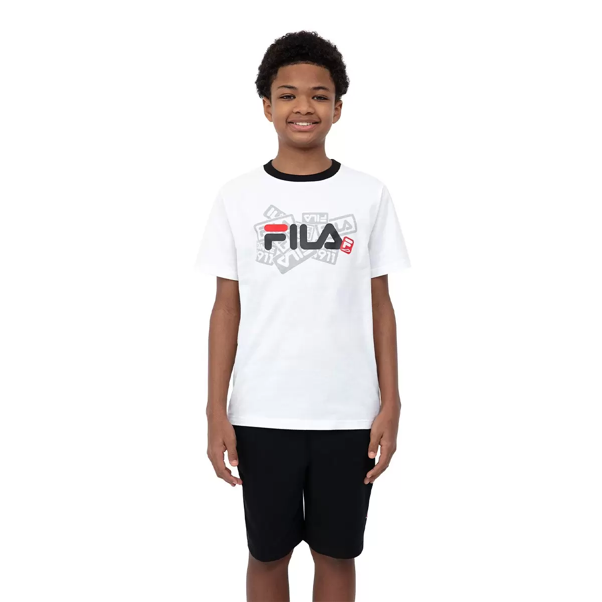 Fila 兒童上衣短褲兩件組 黑 S