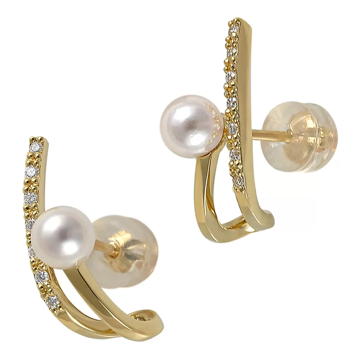 Tokyo Pearl 18K黃K金 4.5公釐 - 5.0公釐 Akoya 珍珠耳環