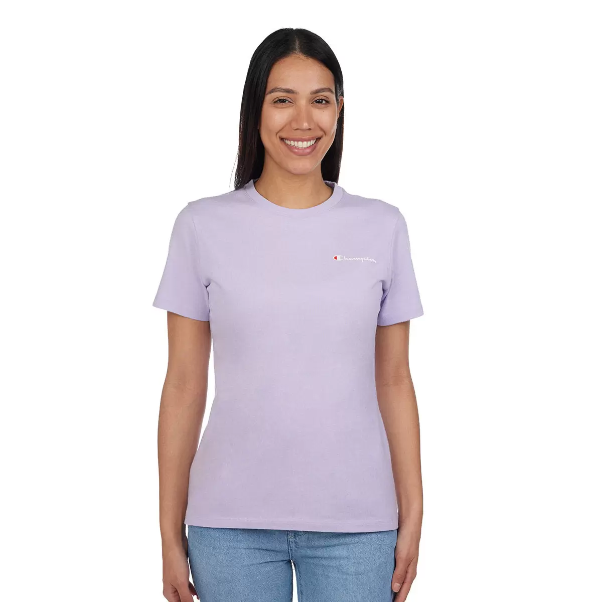 Champion 女Logo純棉圓領短袖上衣 紫 XL