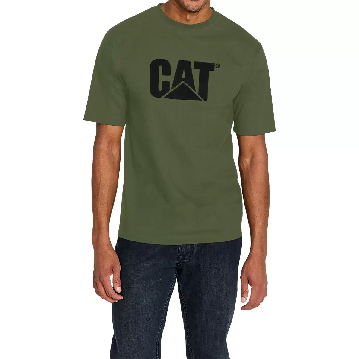 Caterpillar 男短袖圓領上衣 墨綠 L