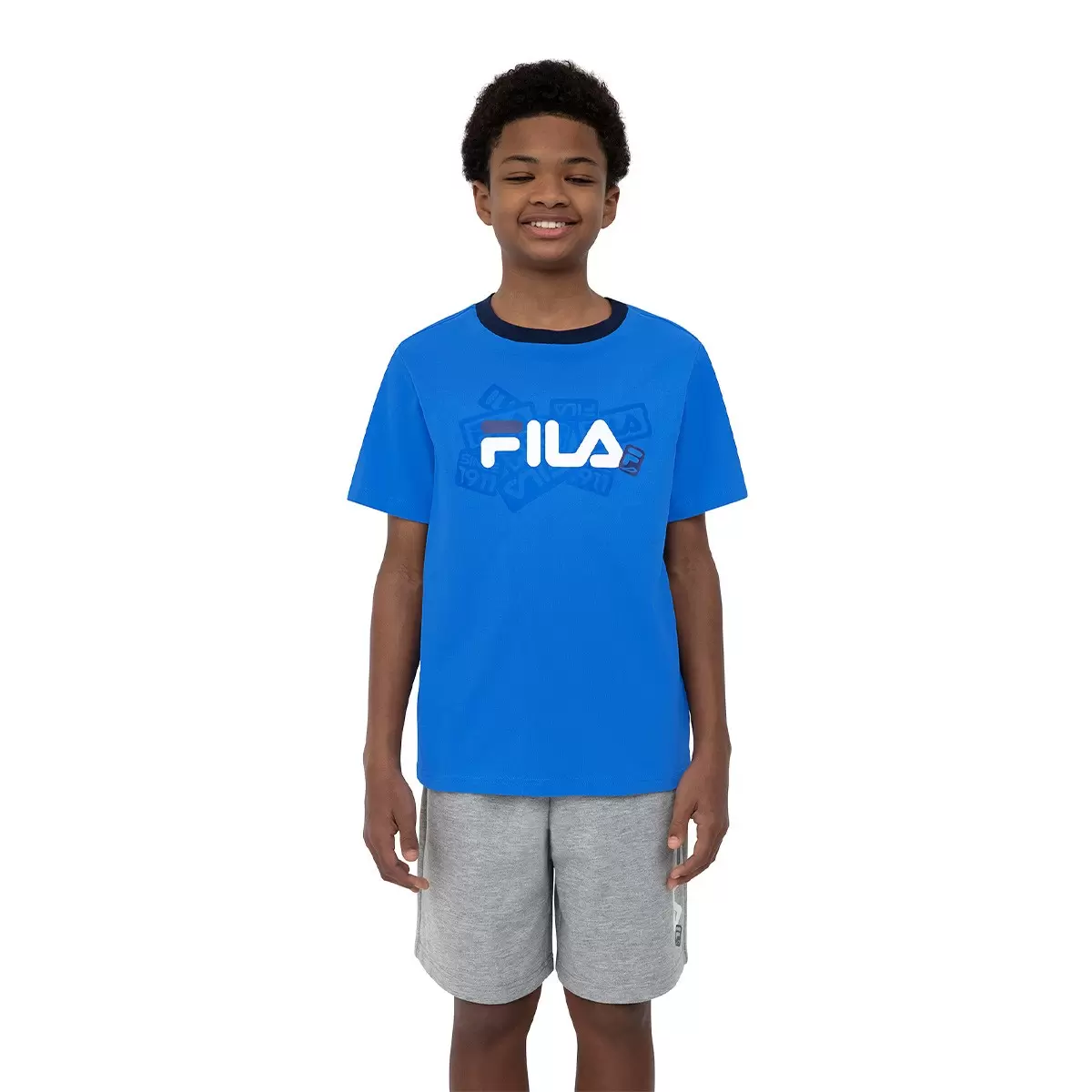 Fila 兒童上衣短褲兩件組 灰 S