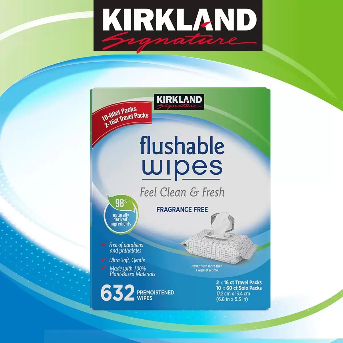 Kirkland Signature 科克蘭 濕式衛生紙 60抽 X 10包 + 16抽 X 2包