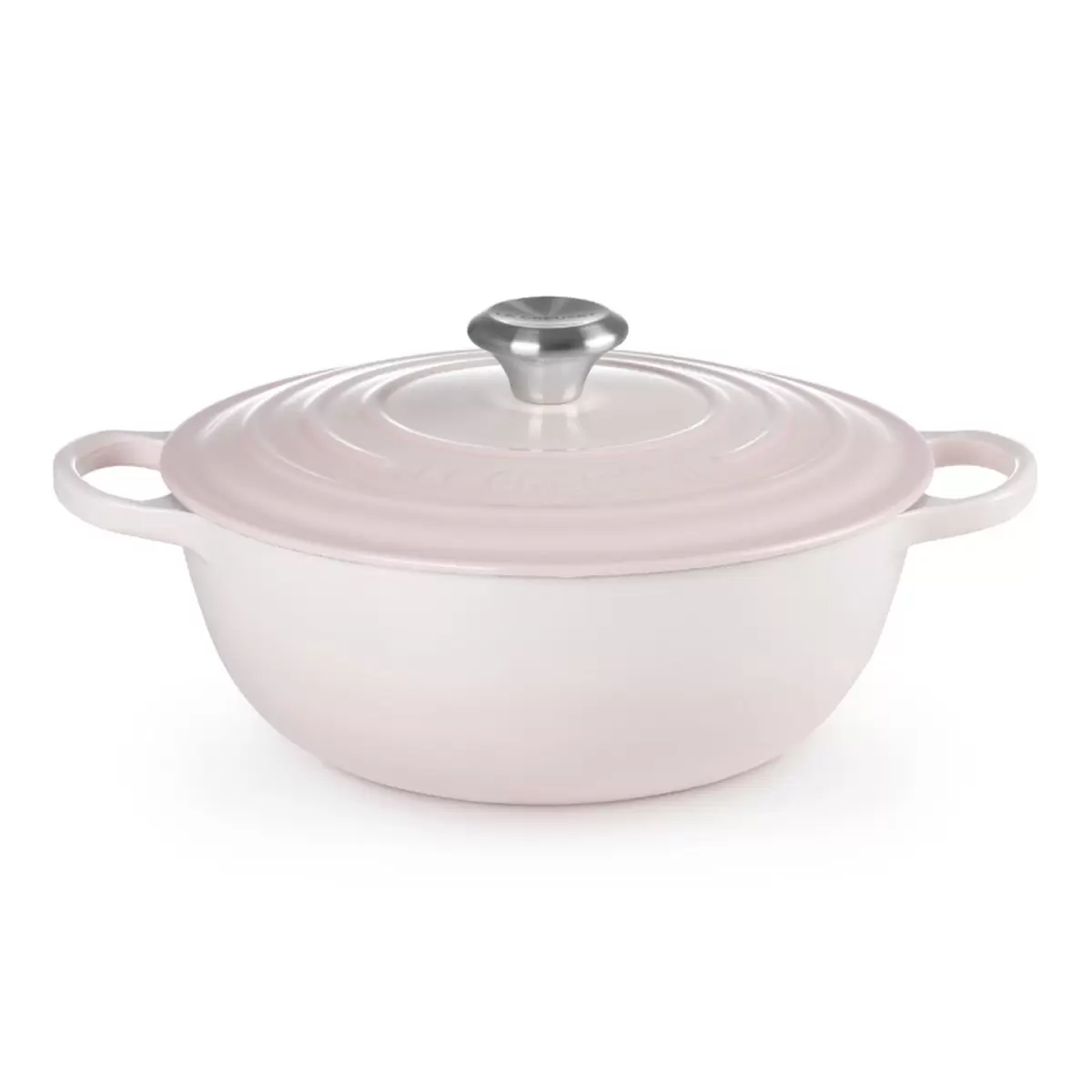 Le Creuset 琺瑯鑄鐵媽咪鍋 含鋼頭鍋蓋 28公分 貝殼粉