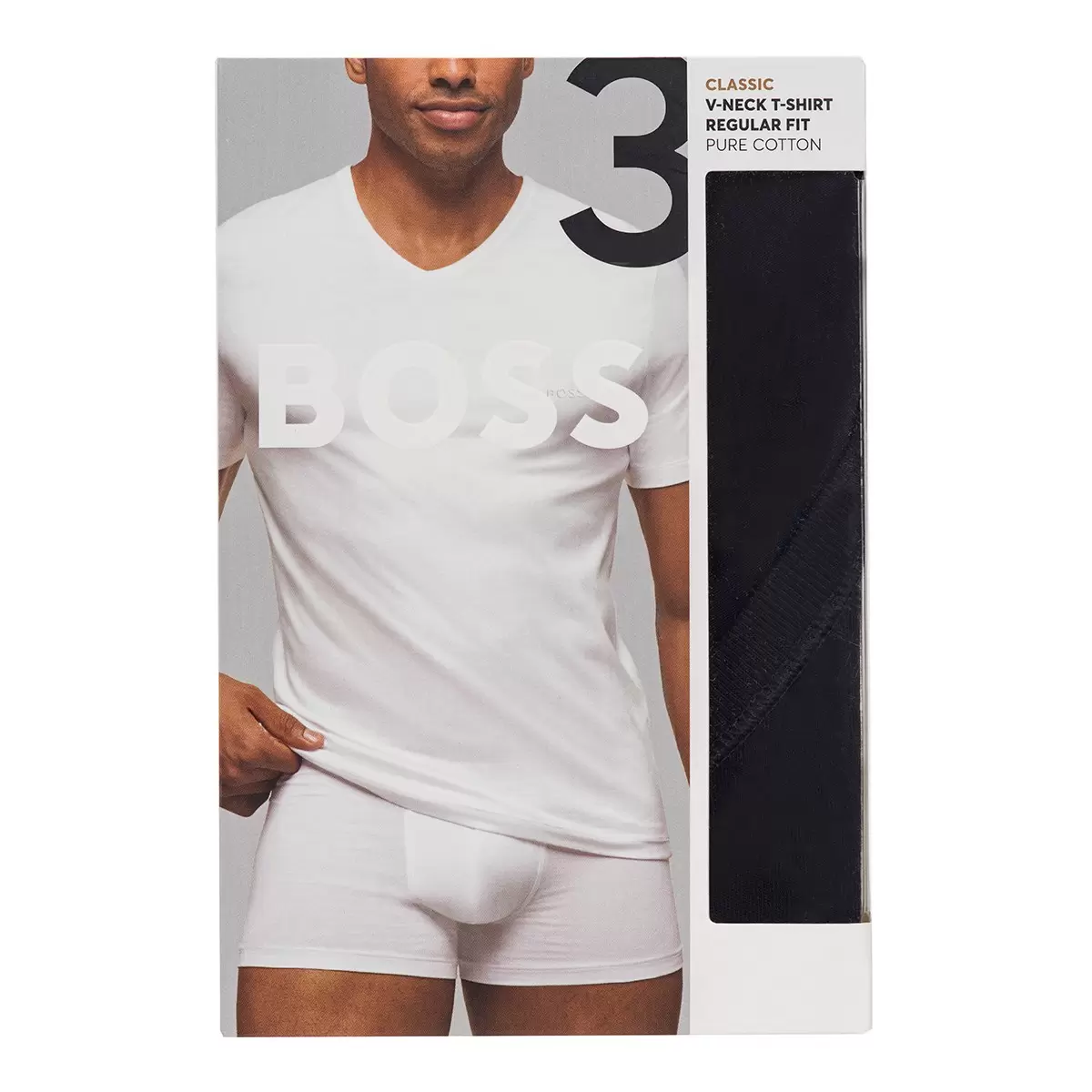 Hugo Boss 男V領短袖內衣三入組 黑 XL