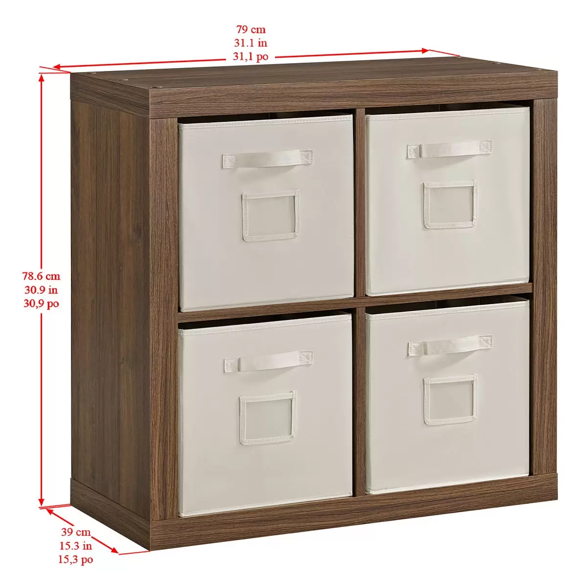 Bayside Furnishings 四格櫃2入 附8個儲物籃