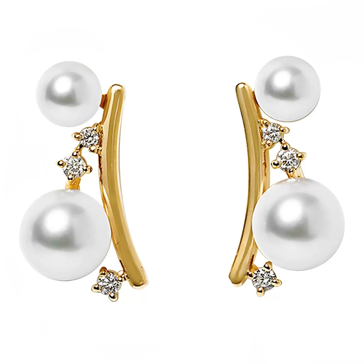 Tokyo Pearl 18K黃K金 5.5公釐 - 6.0公釐 Akoya 珍珠耳環