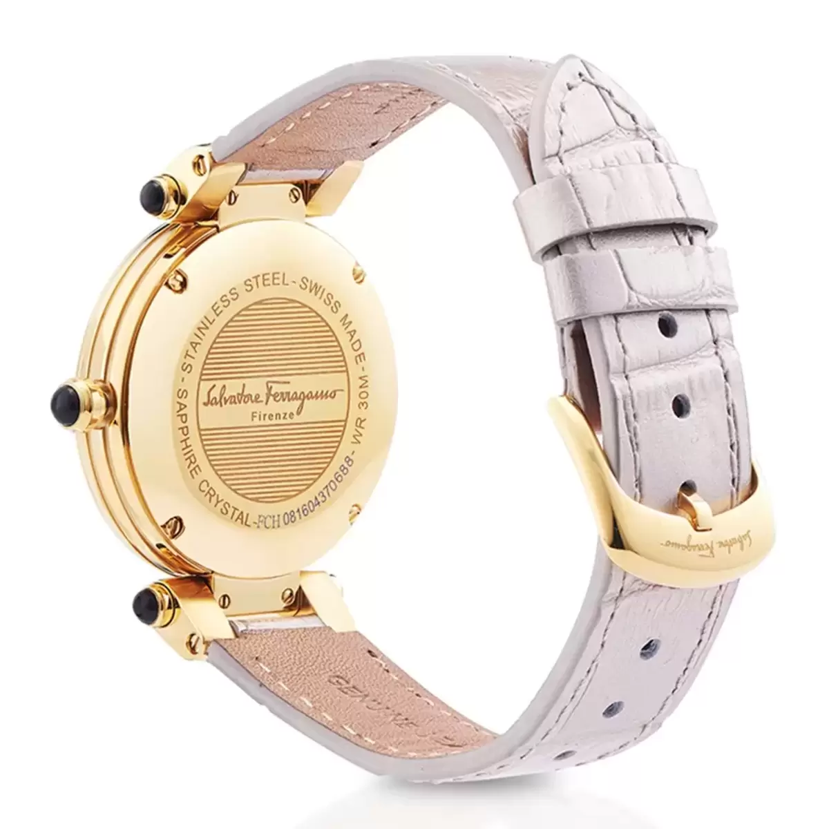 Salvatore Ferragamo Idillio系列 不鏽鋼石英計時女錶 珍珠白