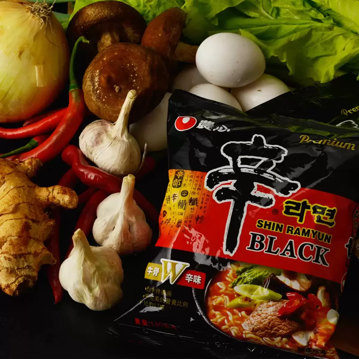 農心 拉麵組合 部隊鍋麵 X 4入 + 辛拉麵 黑 X 4入