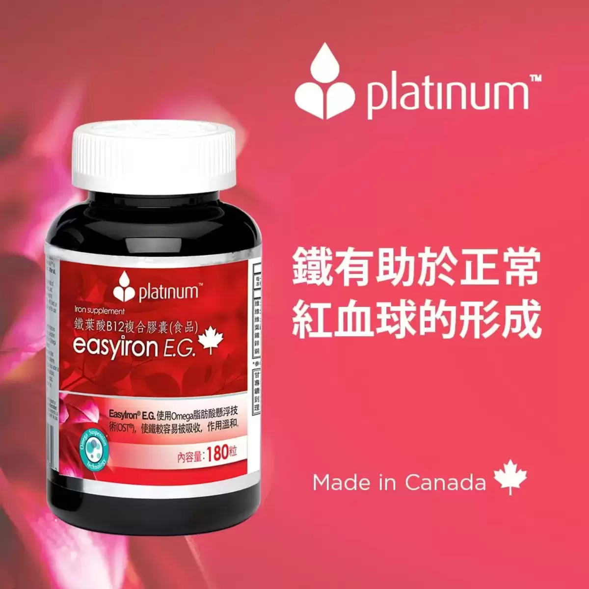 Platinum 鐵葉酸 B12 複合膠囊 180粒 - 2