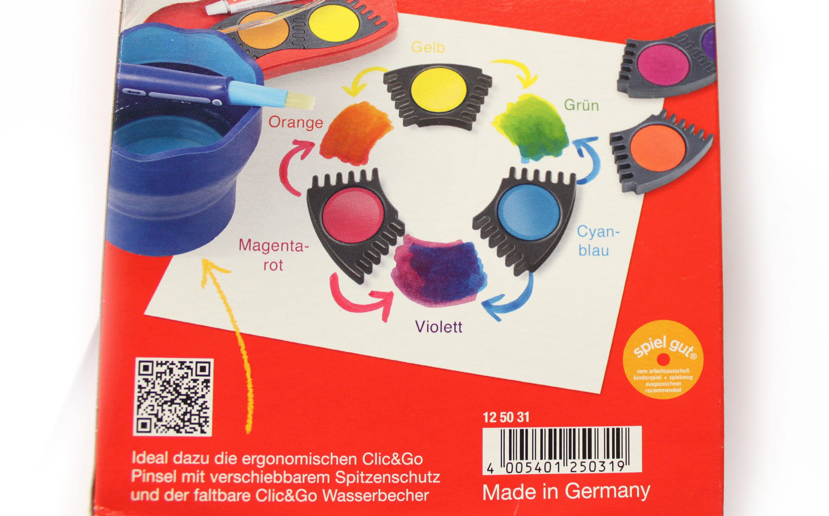 Faber-Castell 輝柏24 色水彩旅行手提組，內含：連接創意水彩餅24色、伸縮水杯、伸縮筆 刷1枝入、無毒石墨鉛筆2枝，GRIP 2001塑膠擦。