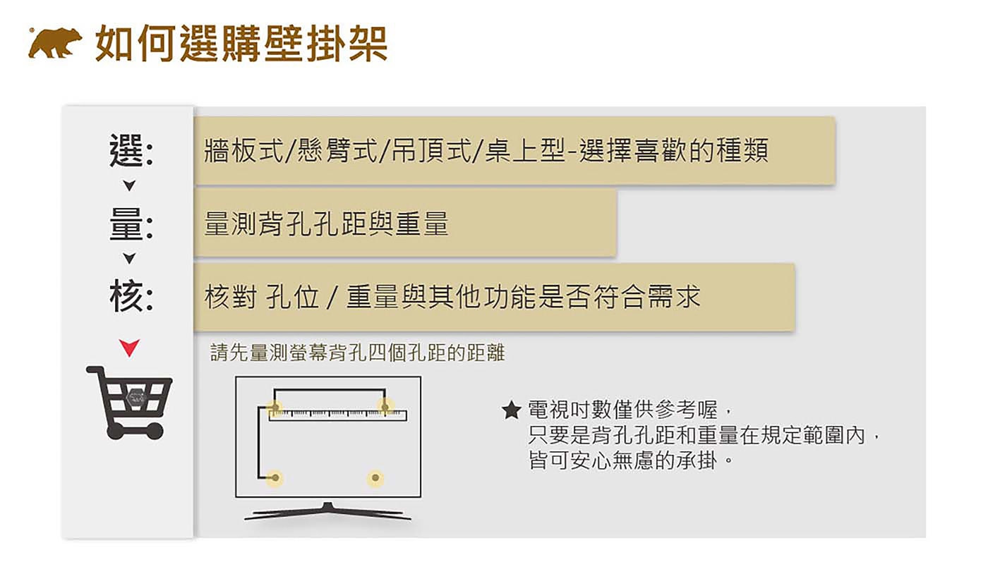 US Brown Bear 電視壁掛架 VCMB50 適用26吋 - 47吋電視