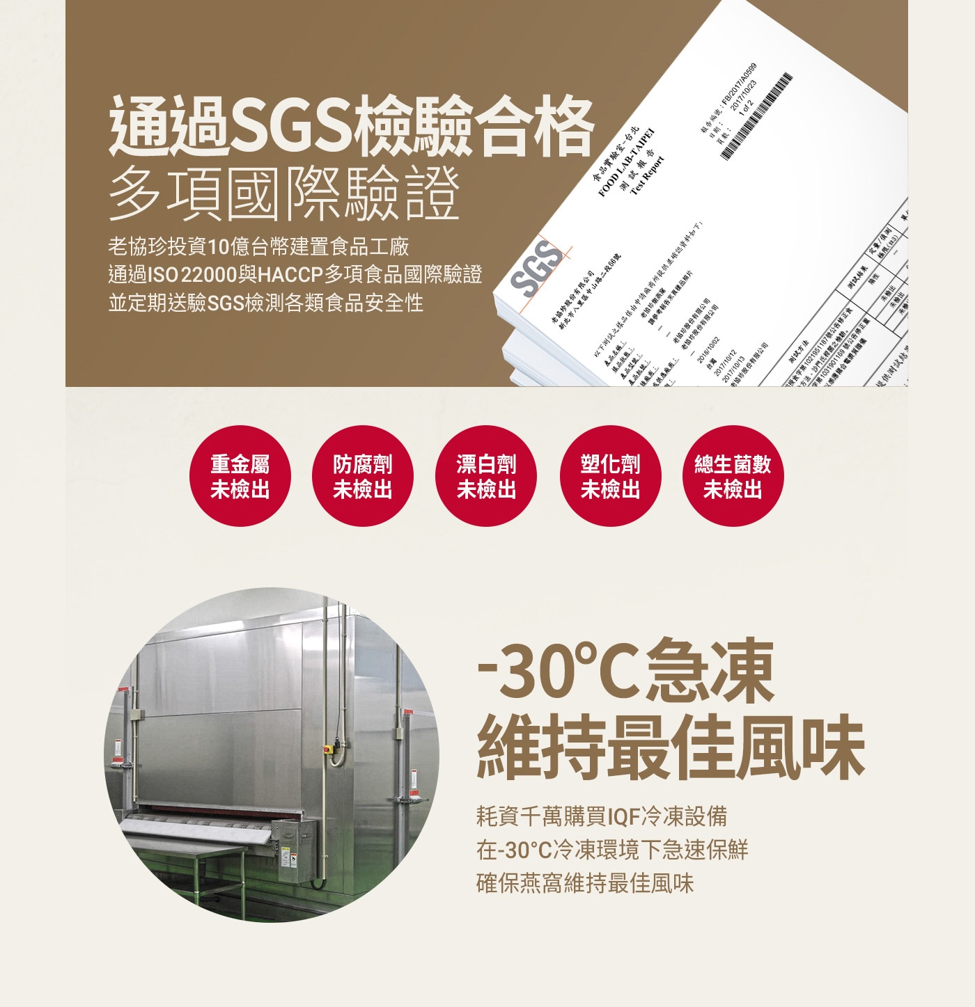 老協珍 冷凍燉燕窩 通過SGS檢驗合格 -30度C維持最佳風味