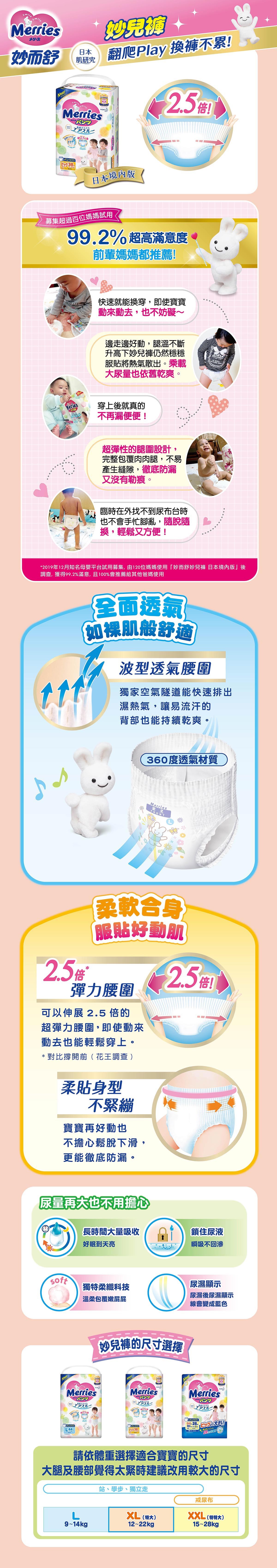 妙而舒妙兒褲 XL 號，源自日本肌研究，專為好動寶寶設計，全面透氣又貼合身形，應援寶寶每個成長階段。