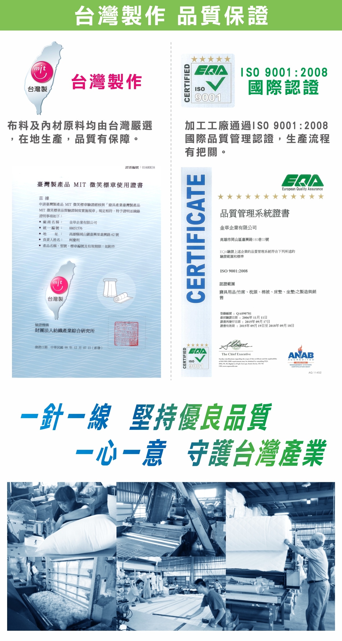 CASA 雙人記憶釋壓床墊 152 x 190 x 5 公分，台灣製造並通過國際認證。