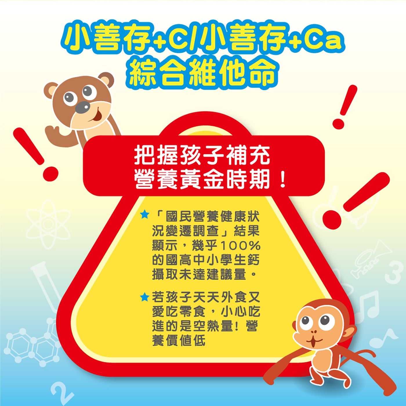 小善存C小善存Ca 綜合維他命 把握孩子補充 營養黃金時期 國民營養健康狀
