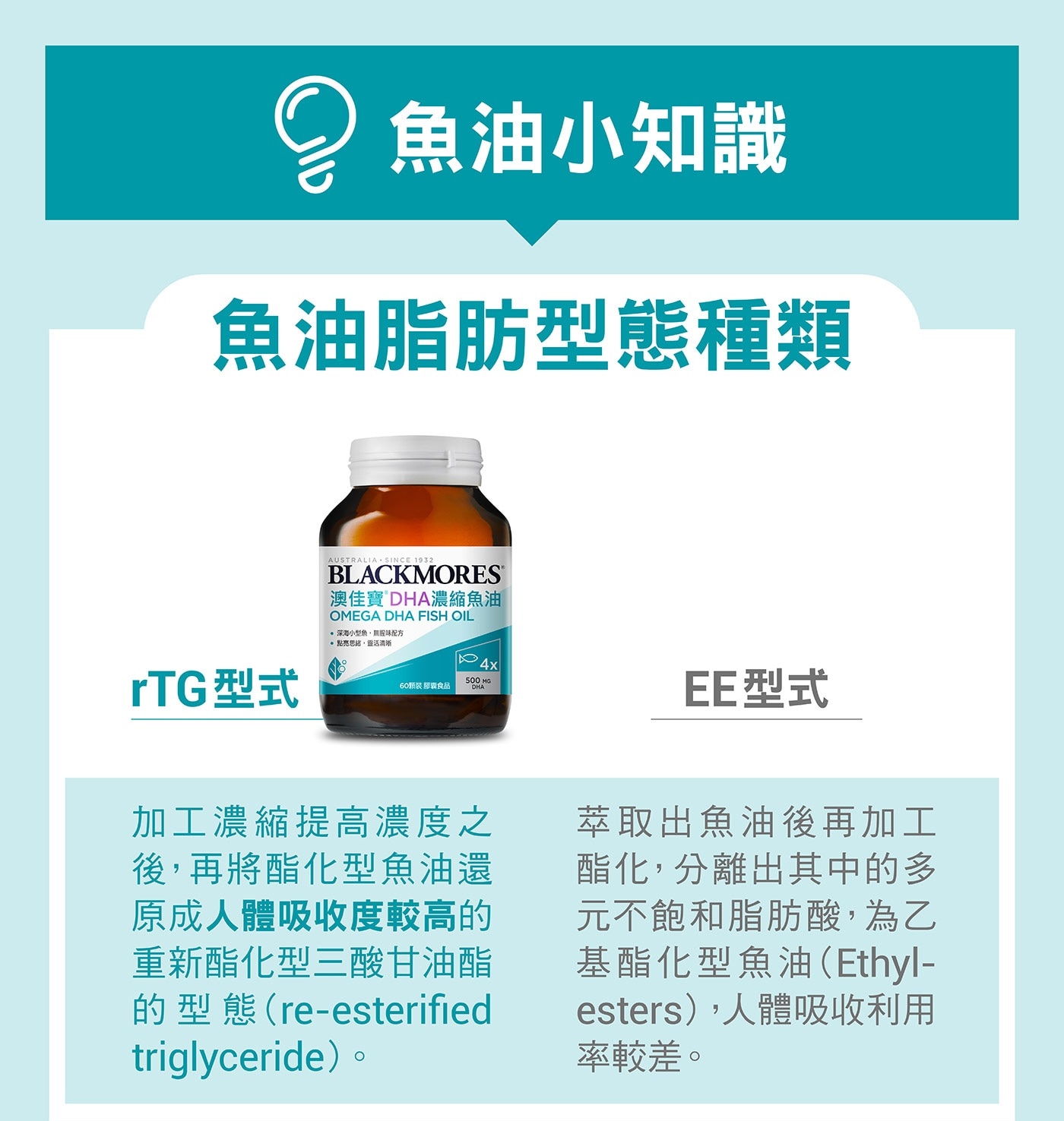 澳佳寶DHA精粹濃縮深海魚油膠囊的魚油小知識，魚油脂肪型態種類rTG、TG、EE型魚油怎麼選，哪個更好吸收。