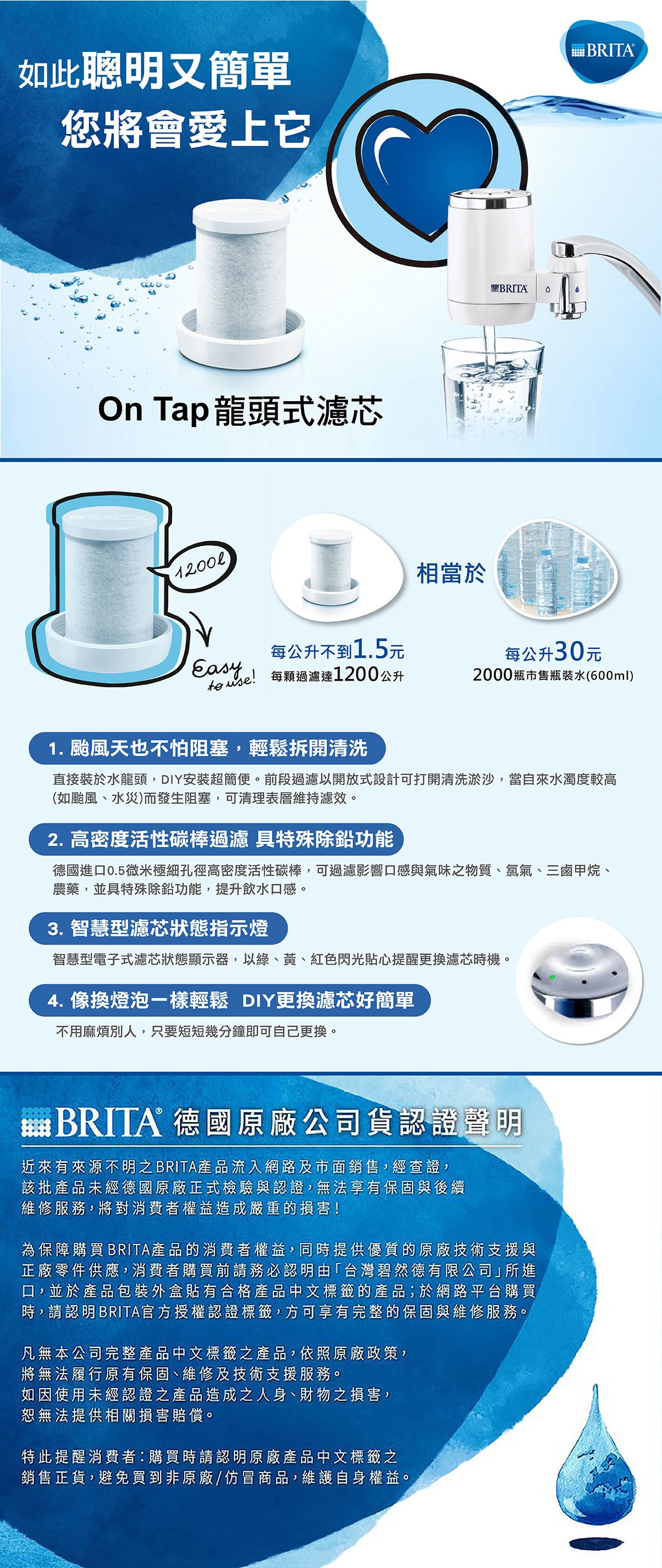 Brita On Tap 龍頭式濾水器濾芯六入組適用於 37714 龍頭式濾水器 Costco 好市多