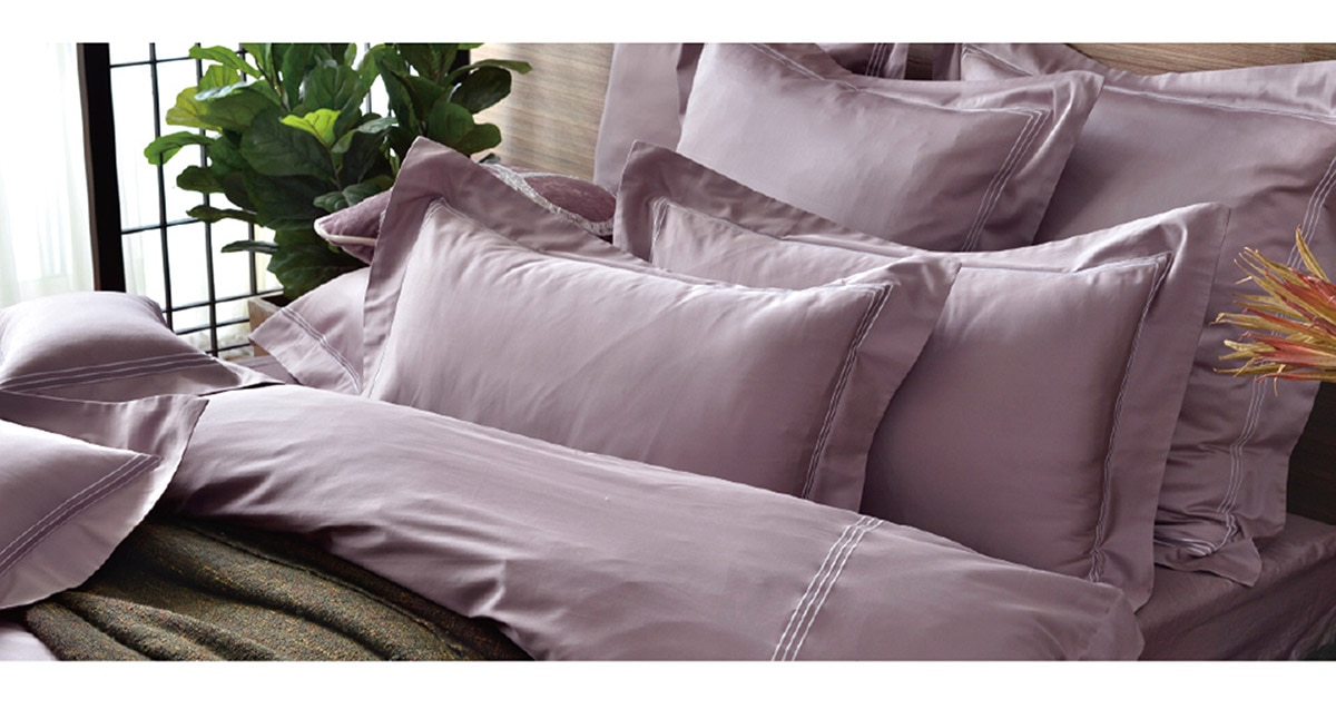 雙人刺繡被套床包四件組-甜藕粉,歐式壓框枕,精美大方,方便清洗不過敏.