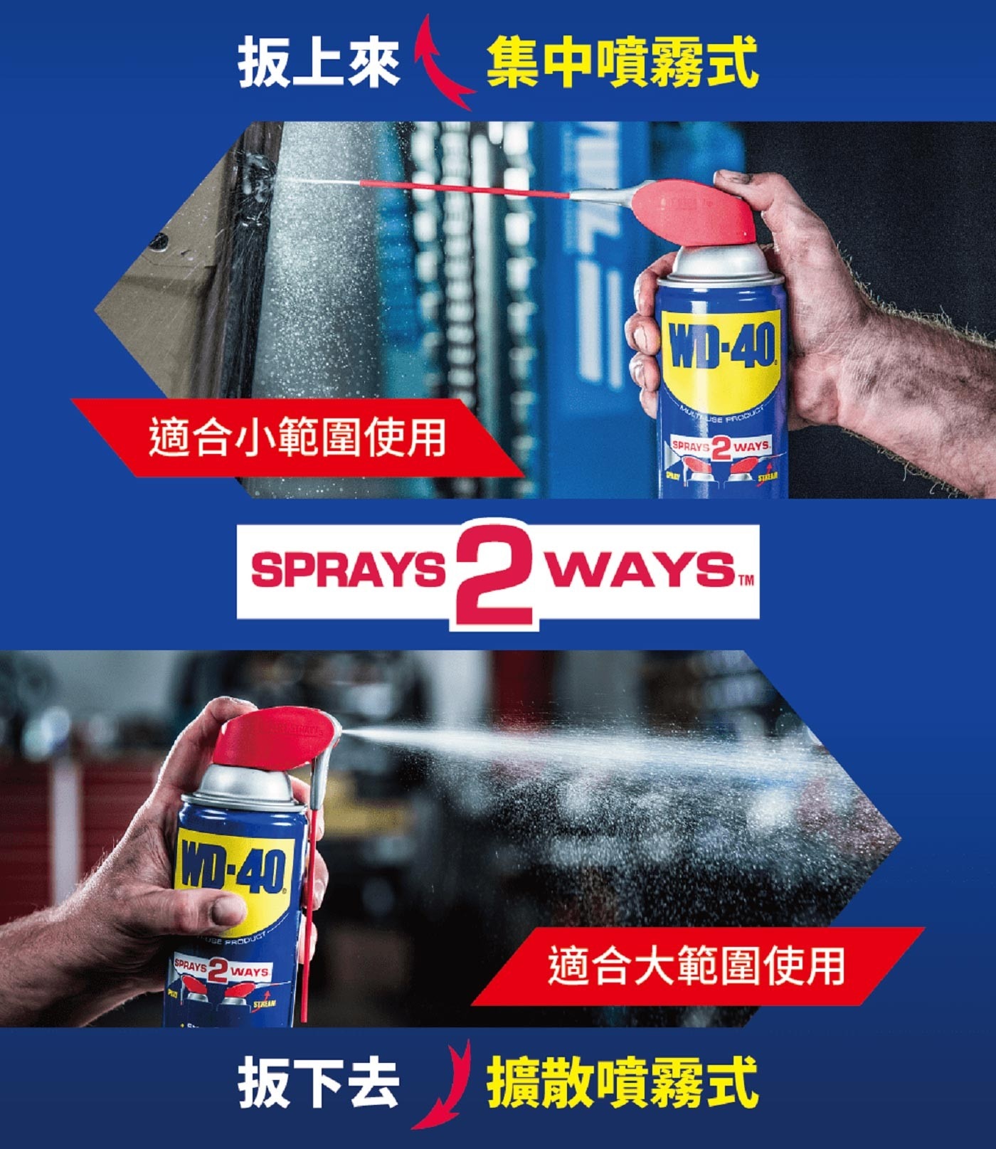 WD-40 防鏽潤滑劑附專利活動噴嘴12oz，除鏽潤滑劑的滲透鬆脫、潤滑、防銹、撥水除濕、去污等五大功效， 不論使用於何種金屬器具，均可發揮最佳金屬保護效果。五大功能:除鏽/防鏽/潤滑/清潔/除濕，一瓶搞定，讓居家器具保養更加完善有效率。