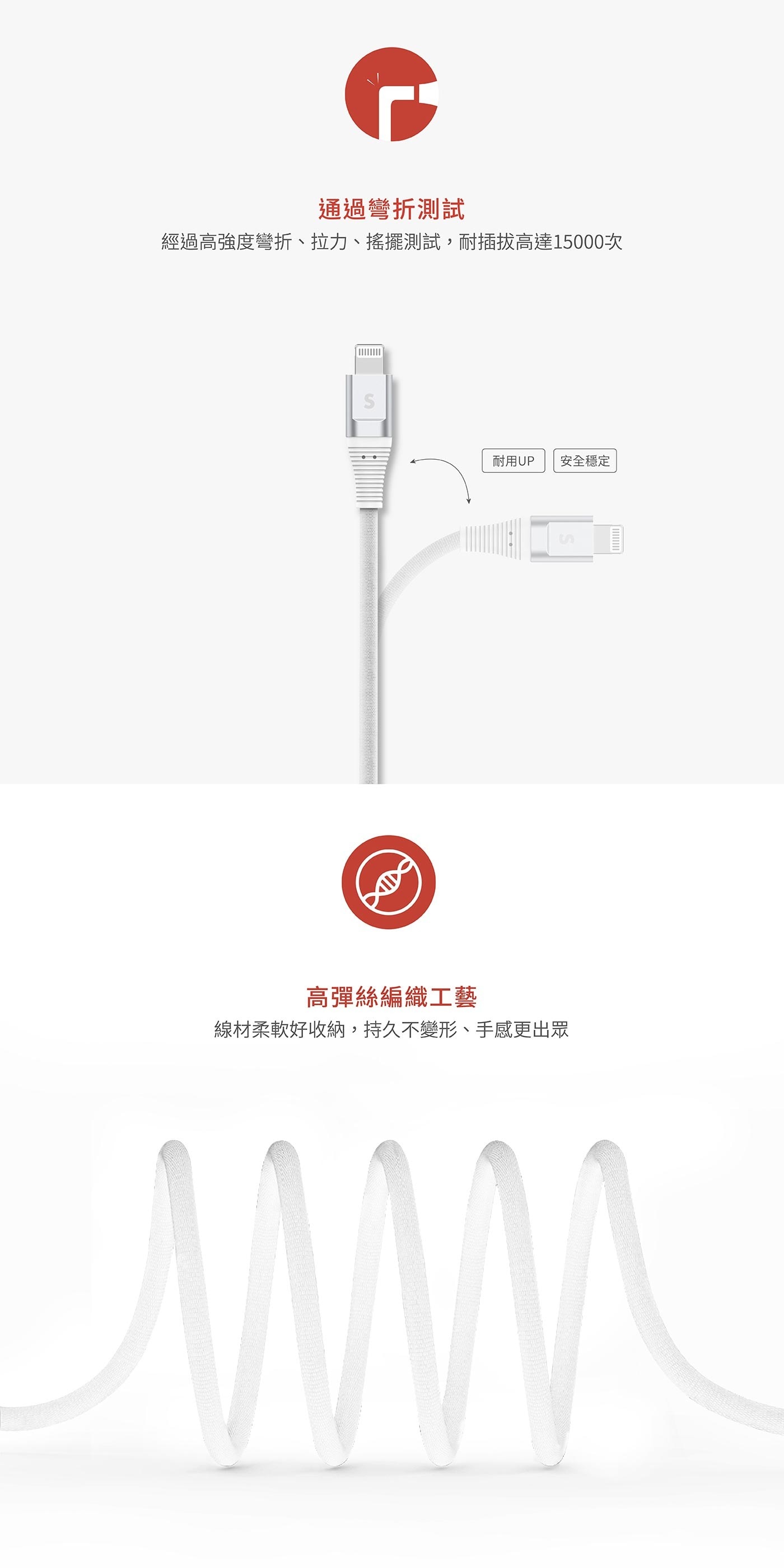 SOODATEK MFI 認證傳輸線3入組USB-A TO LIGHTNING 30CM+100CM+200CM，APPLE 原廠晶片 MFI 認證，鋁合金插頭，適用性高，強化設計耐彎折 15000 次，加粗無氧銅線芯充電快，高彈絲纖維編織耐磨不起毛。