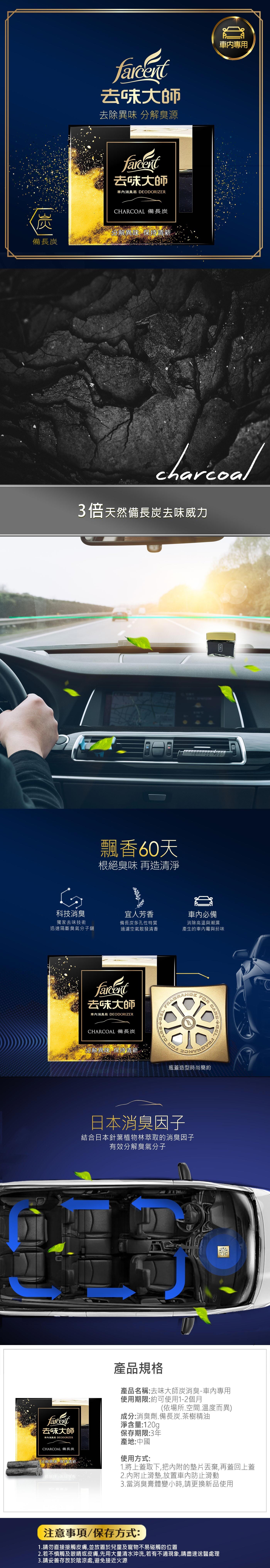 去味大師車用備長炭消臭易1公克x 4入 Costco 好市多