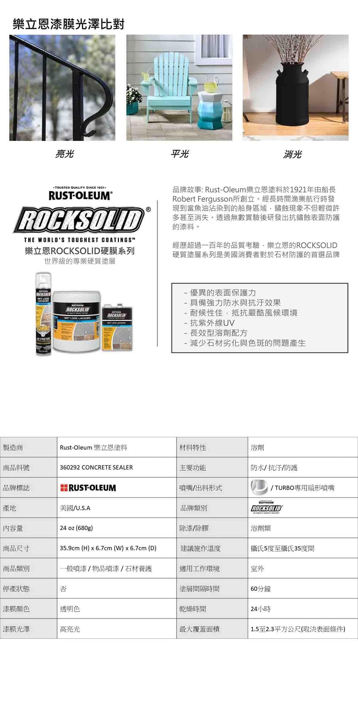 RUSTOLEUM 樂立恩 硬石防水膜 透明，抗紫外線UV，長效型溶劑配方，減少石材劣化與色斑的問題產生。