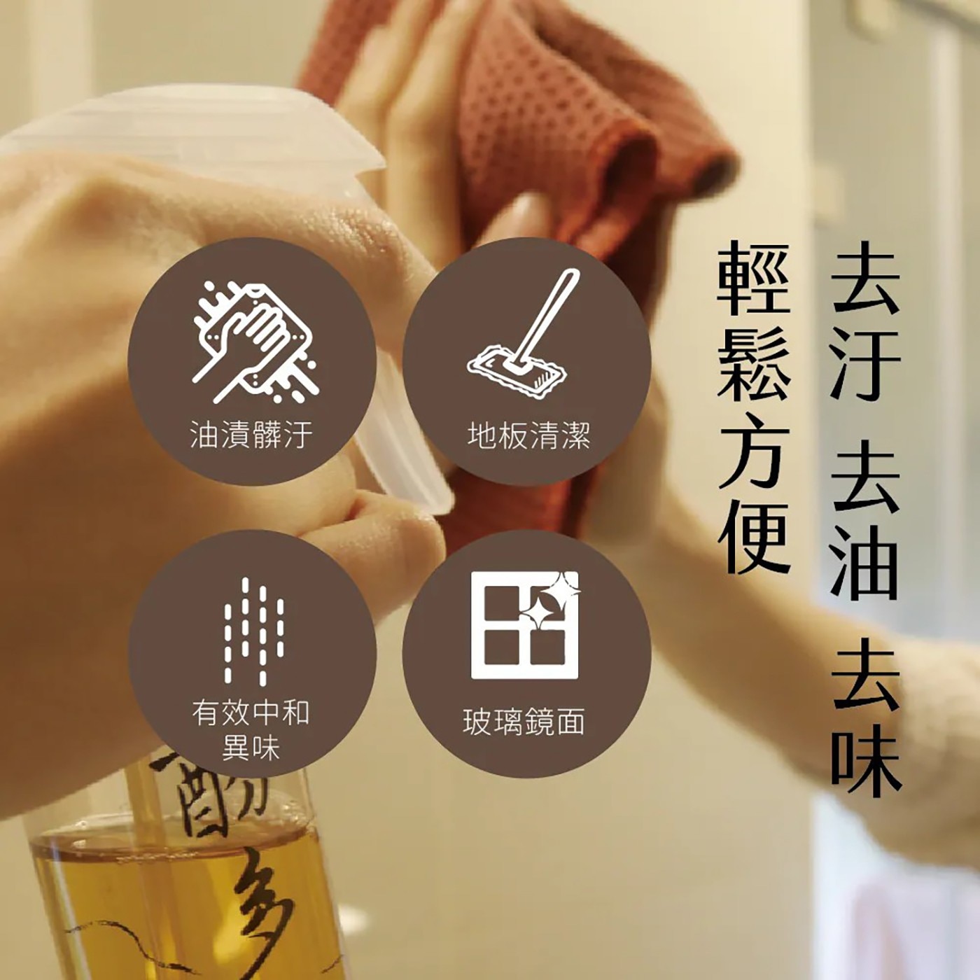 油漬髒汙 有效中和 異味 輕鬆方便 去汙 去油 去味 田 玻璃鏡面