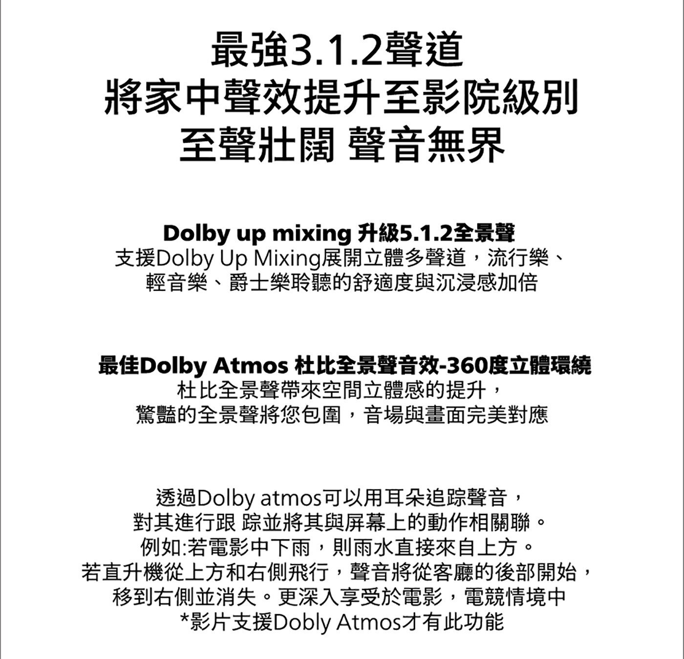 飛利浦 3.1.2 無線重低音家庭劇院Soundbar TAB8947/96將家中聲效提升至影院級別，至聲壯闊聲音無界