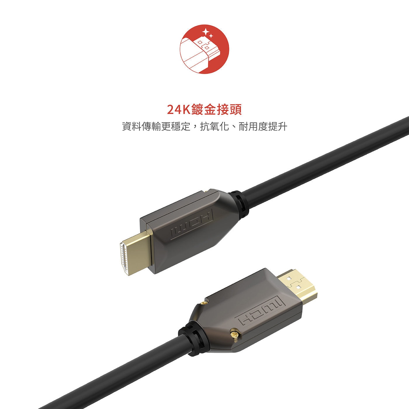 Soodatek 高解析 8K HDMI 影音傳輸線套裝 24K鍍金接頭，資訊傳輸更穩定，抗氧化、耐用度提升