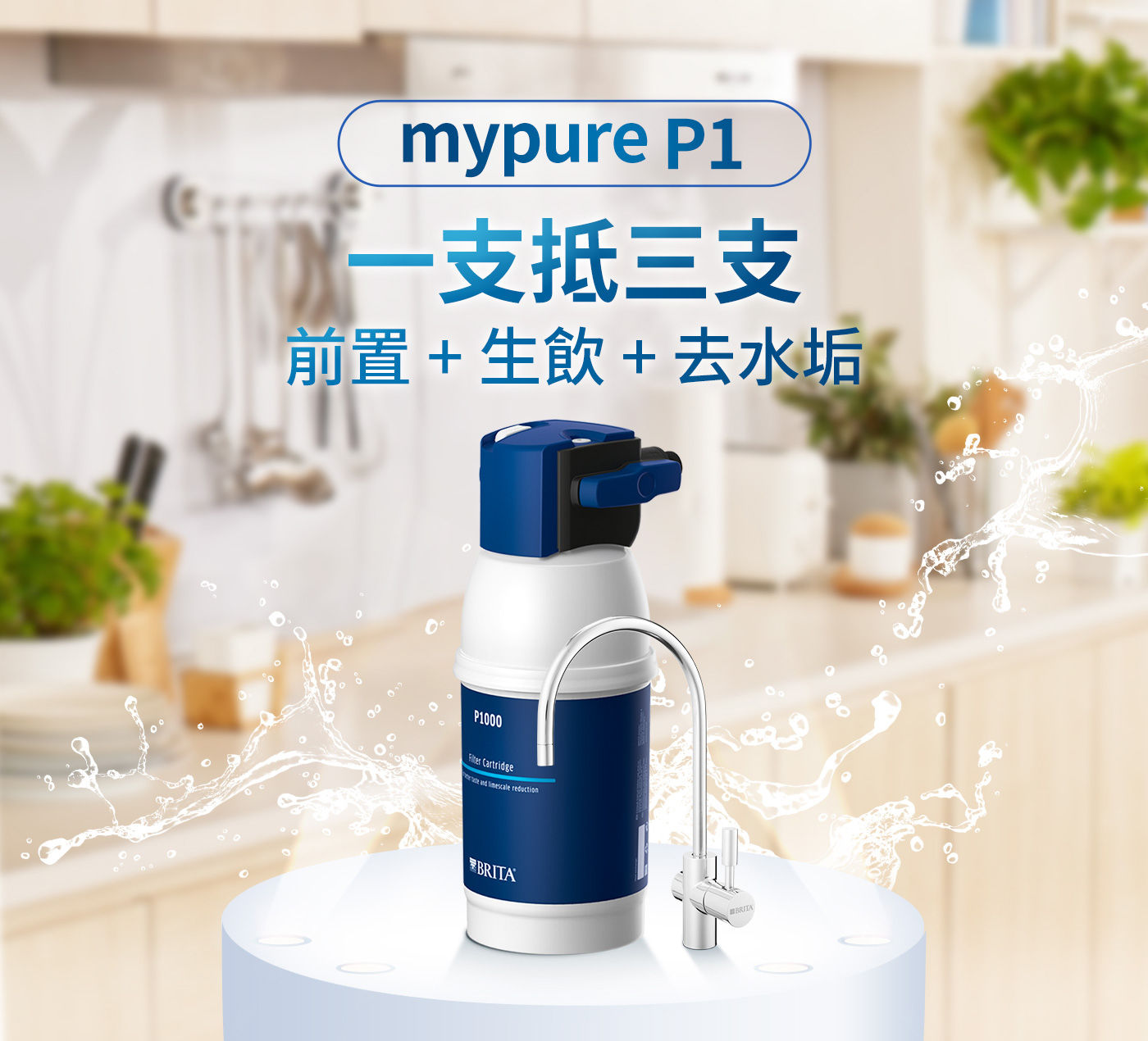 Brita 櫥下型濾芯二入組 P1000一支抵三支前置+生飲+去水垢