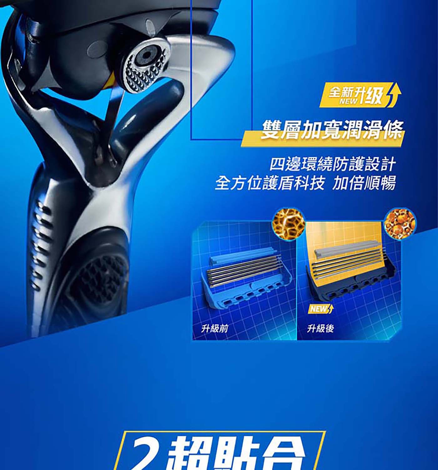 吉列 鋒護刮鬍刀片 12入加倍保護雙層親膚潤滑條旋轉刀頭 360 刮鬍無死角齒梳科技，刮得更乾淨5 層極薄刀片，俐落乾淨